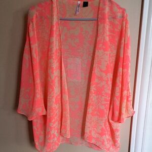 Sheer Coral Floral Cape / Coverlet